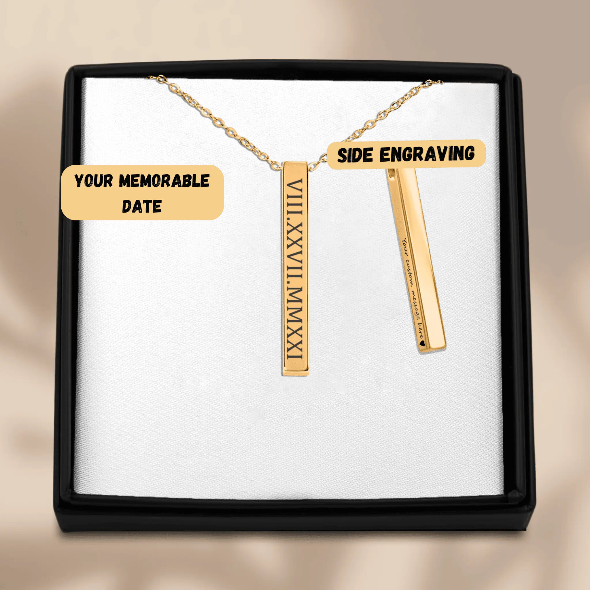 Personalized Roman Numeral Date Necklace OwnPrint