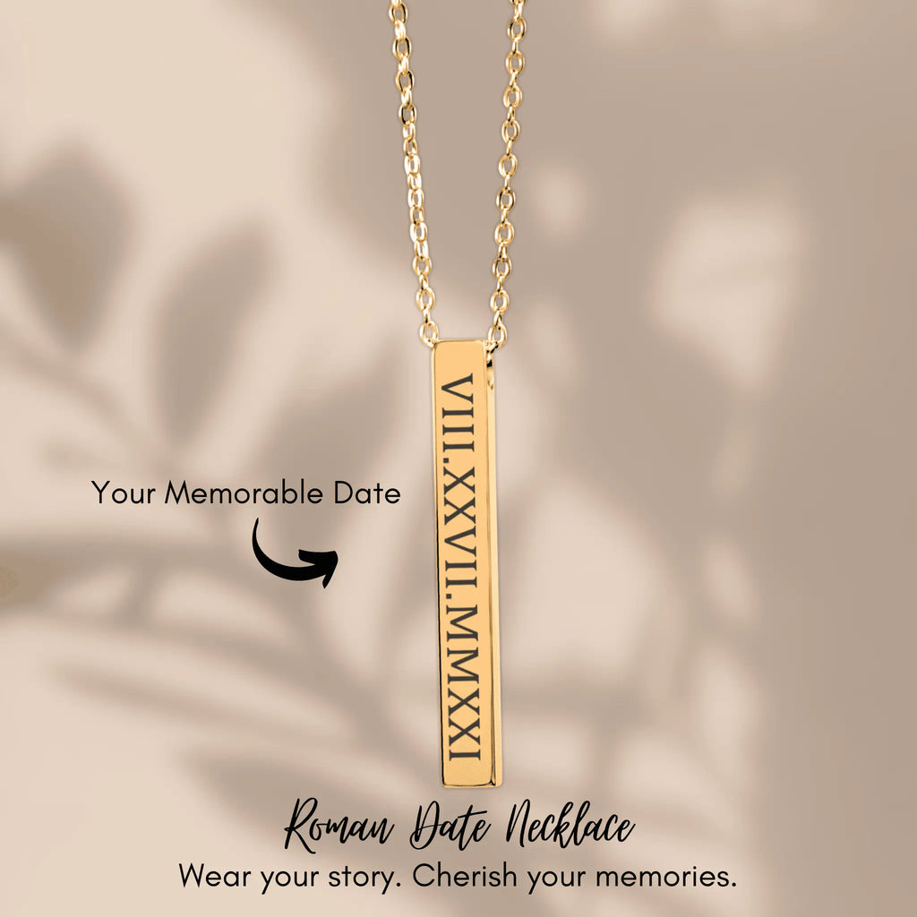 Personalized Roman Numeral Date Necklace OwnPrint