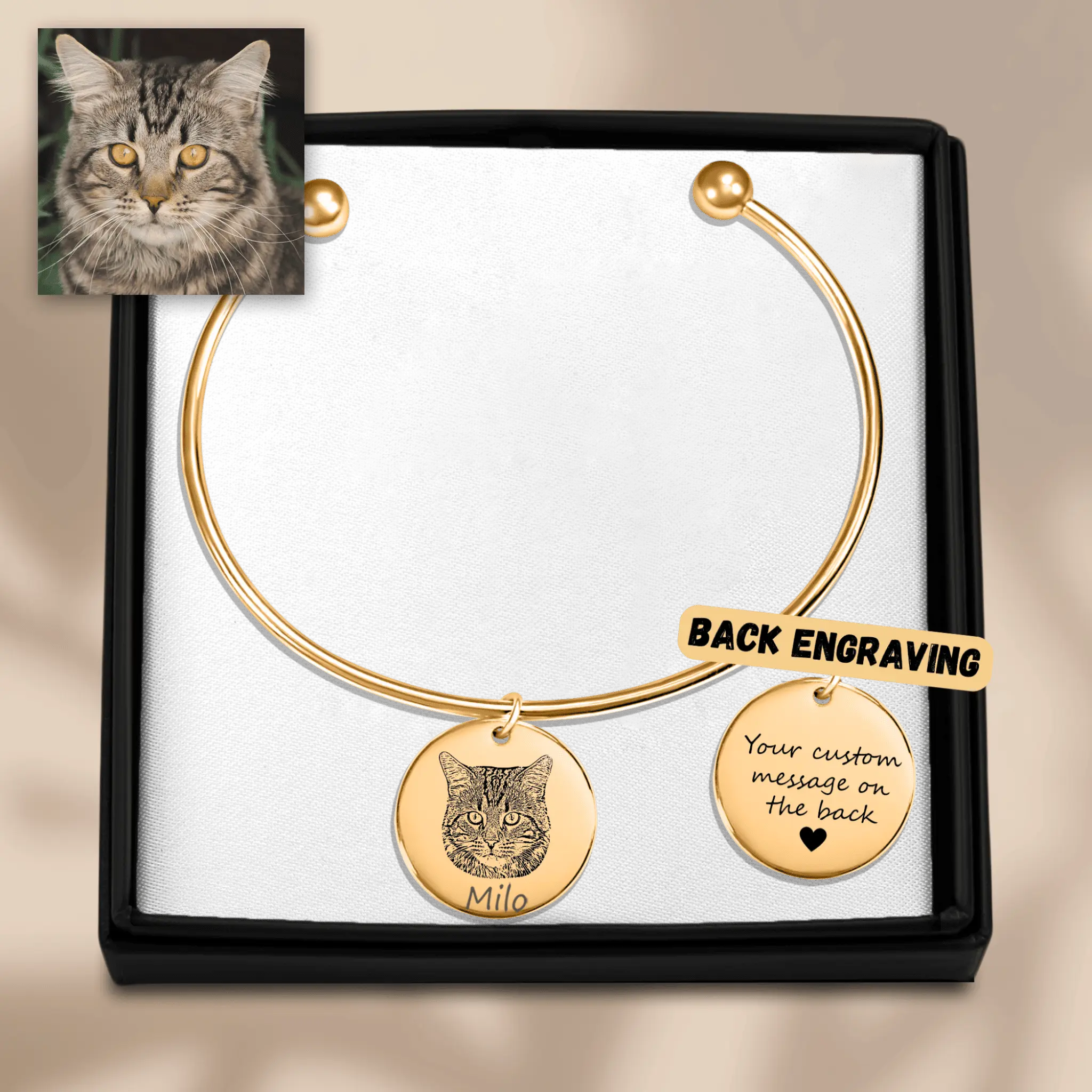 Custom Cat Portrait Bangle OwnPrint