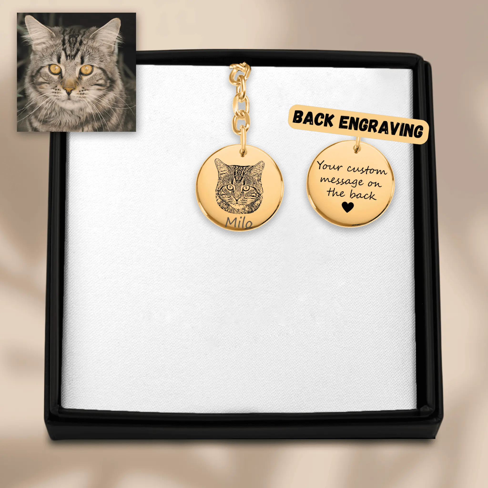 Cat Portrait Keychain OwnPrint
