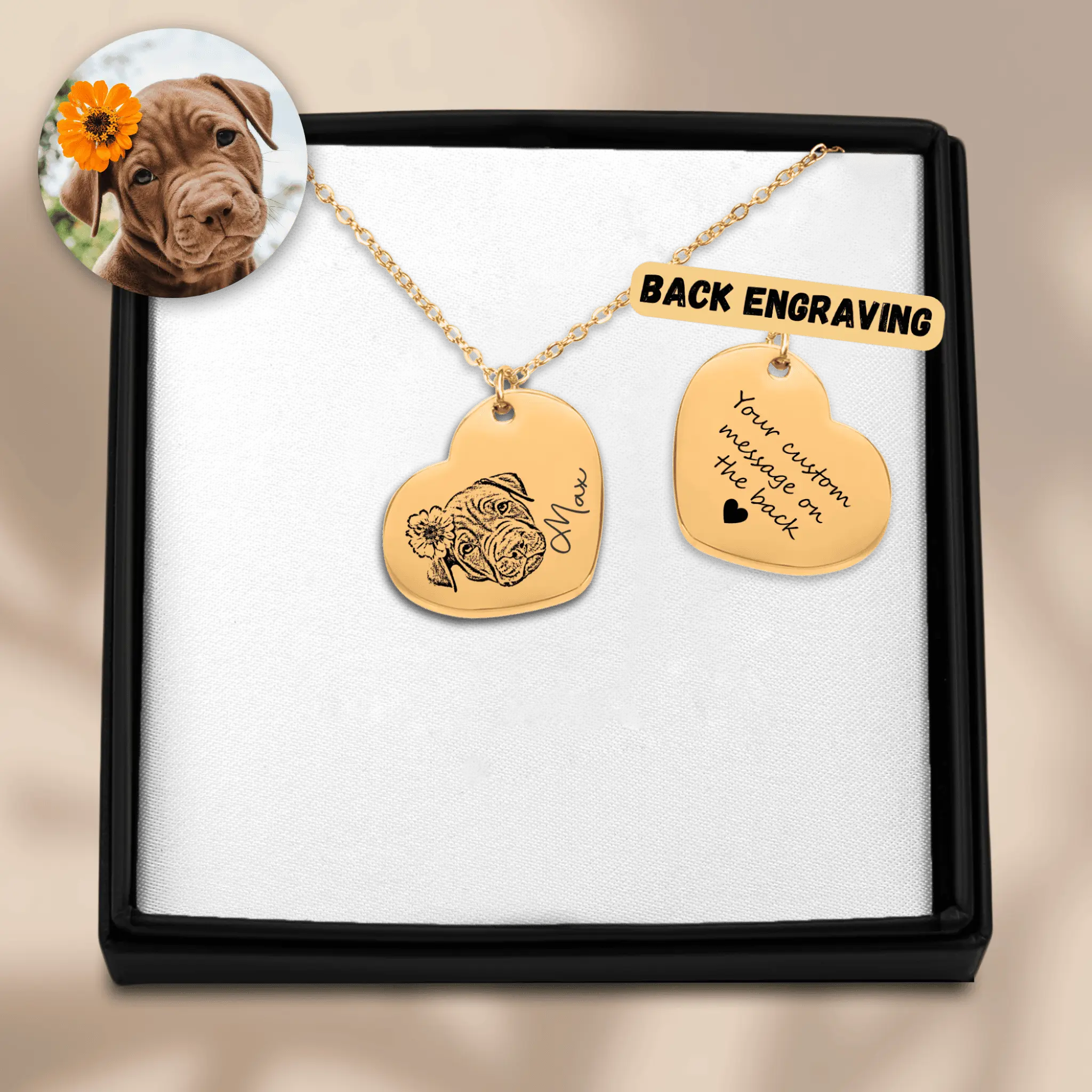 Pet Portrait Heart Necklace OwnPrint