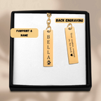 Pet's Name & Paw Print Vertical Bar Keychain