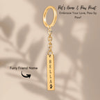 Pet's Name & Paw Print Vertical Bar Keychain