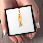 Pet's Name & Paw Print Vertical Bar Keychain