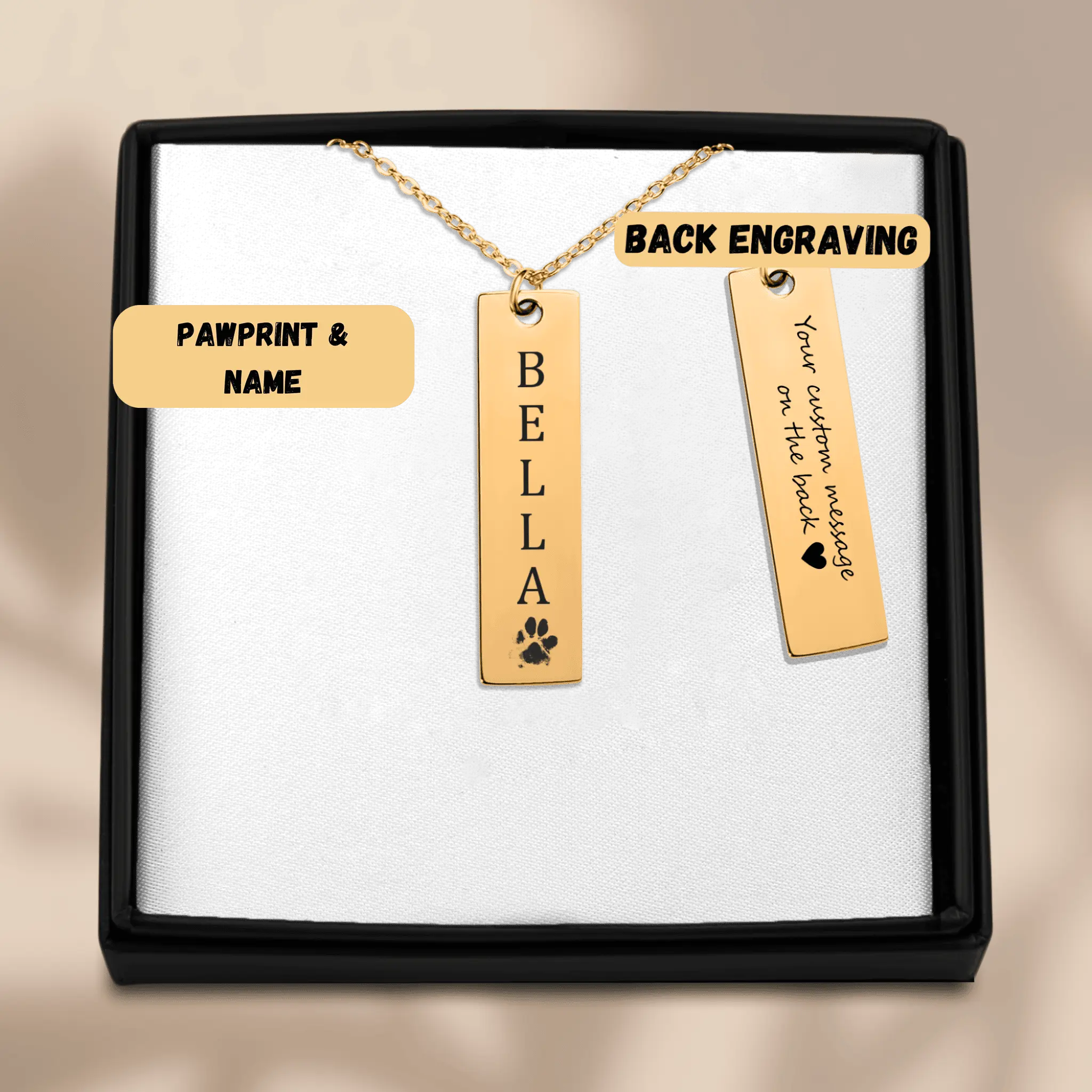 Pet's Name & Paw Print Necklace