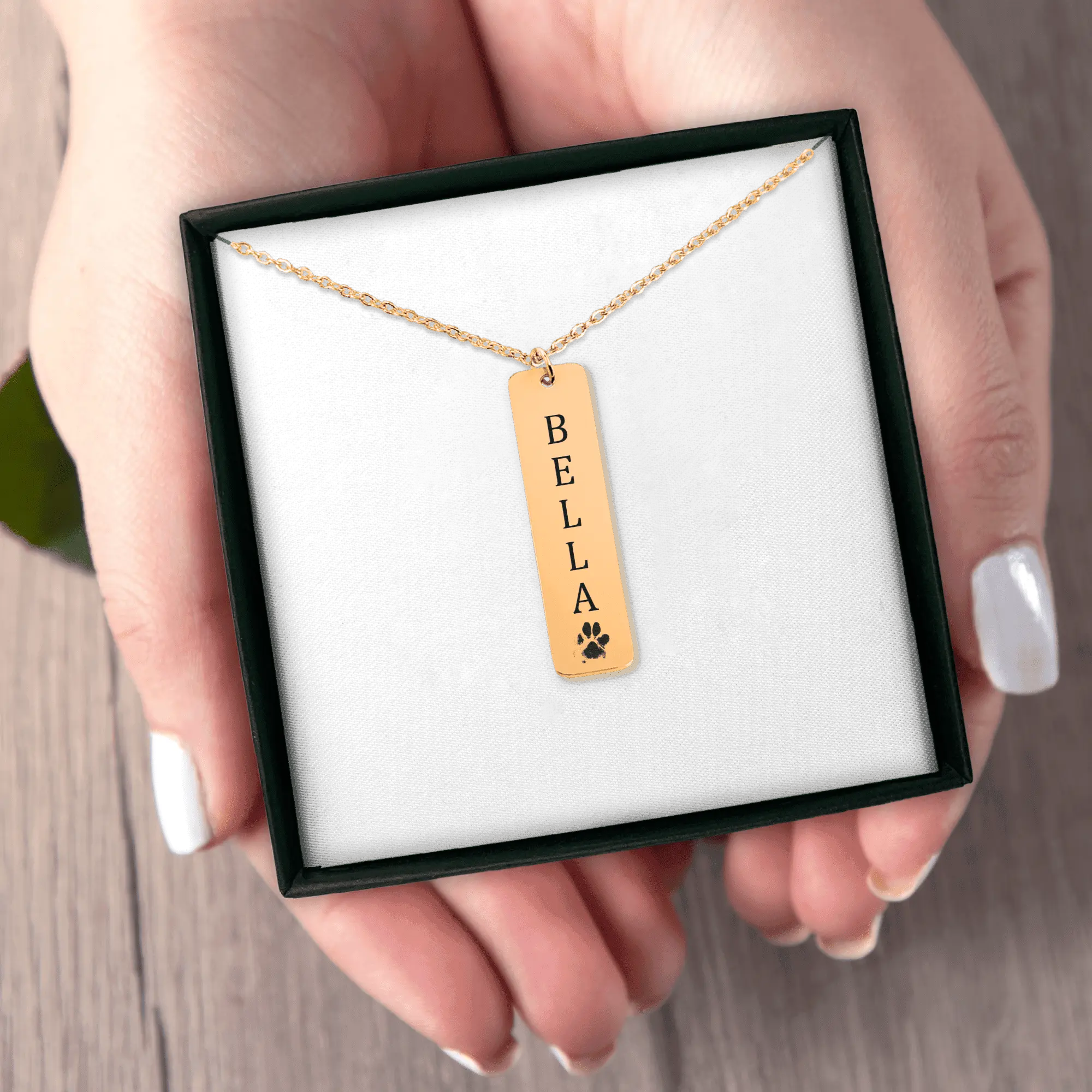 Pet's Name & Paw Print Necklace